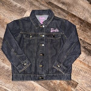Barbie Kids Jean Jacket - Dark Gray with Pink Logo